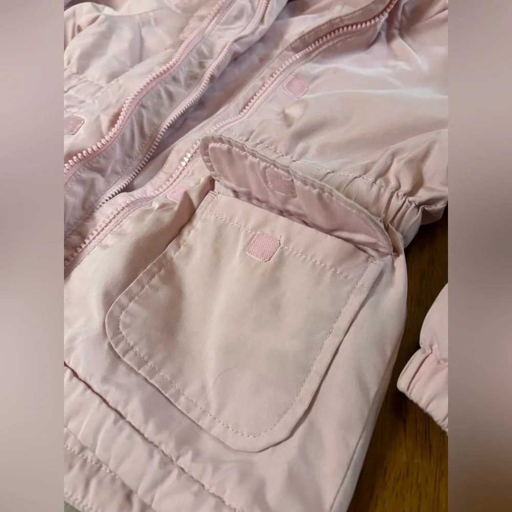 Girls Blush Pink Hooded Spring Jacket | Sherpa-Lined Hood | 3T